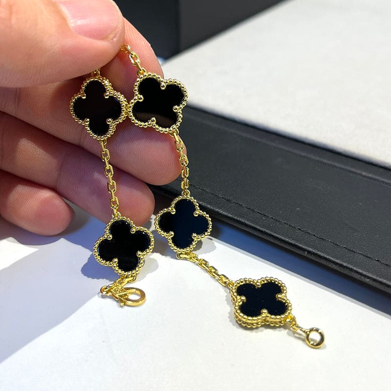 Van Cleef & Arpels Vintage Alhambra Five Motifs Black Clover Bracelet