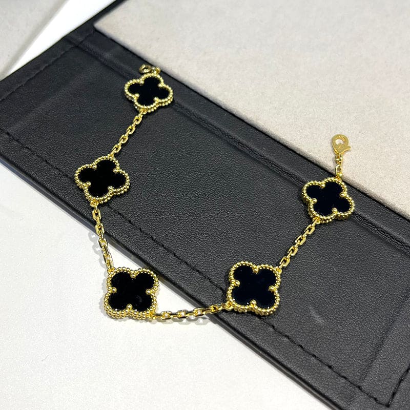 Van Cleef & Arpels Vintage Alhambra Five Motifs Black Clover Bracelet