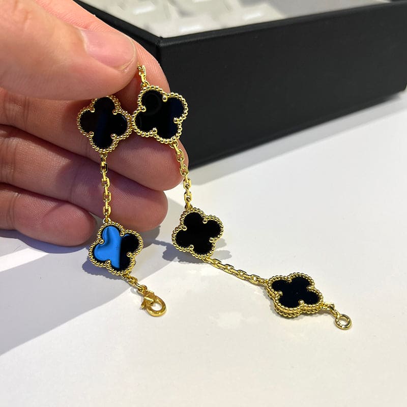 Van Cleef & Arpels Vintage Alhambra Five Motifs Black Clover Bracelet