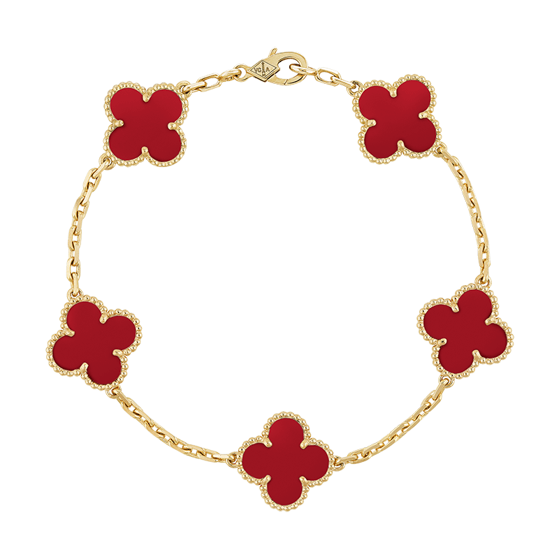 Van Cleef & Arpels Vintage Alhambra Five Motifs Carnelian Bracelet