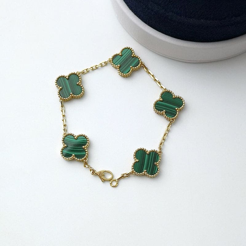 Van Cleef & Arpels Vintage Alhambra Five Motifs Malachite Clover Bracelet