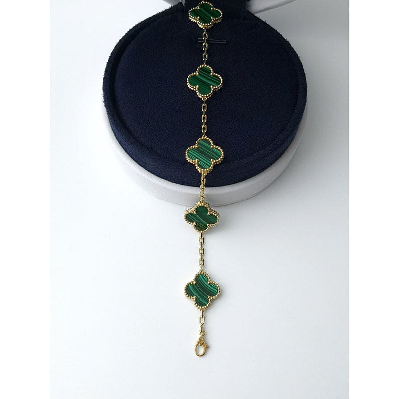 Van Cleef & Arpels Vintage Alhambra Five Motifs Malachite Clover Bracelet