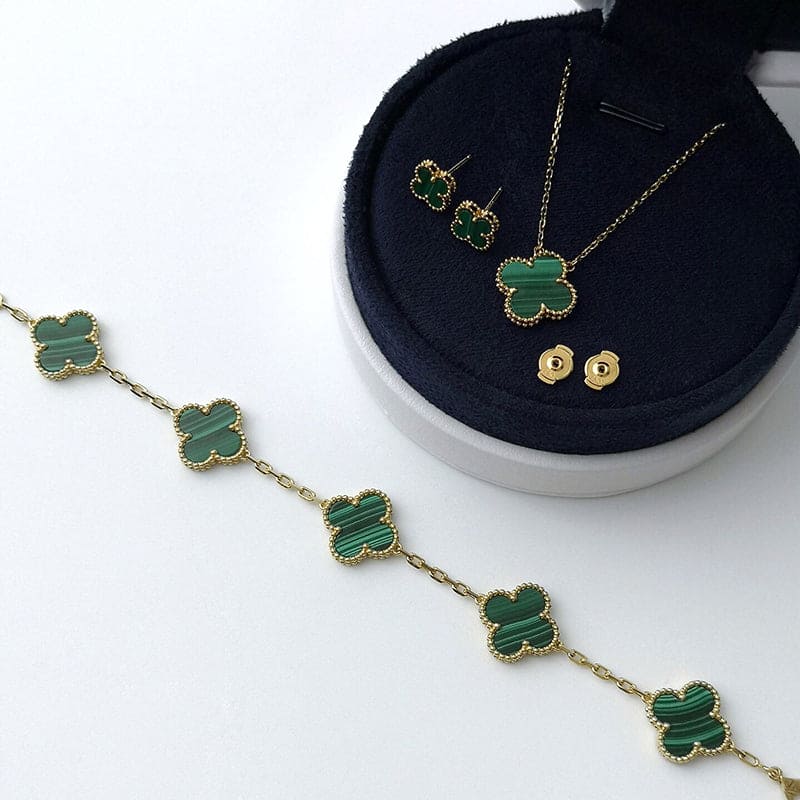 Van Cleef & Arpels Vintage Alhambra Five Motifs Malachite Clover Bracelet
