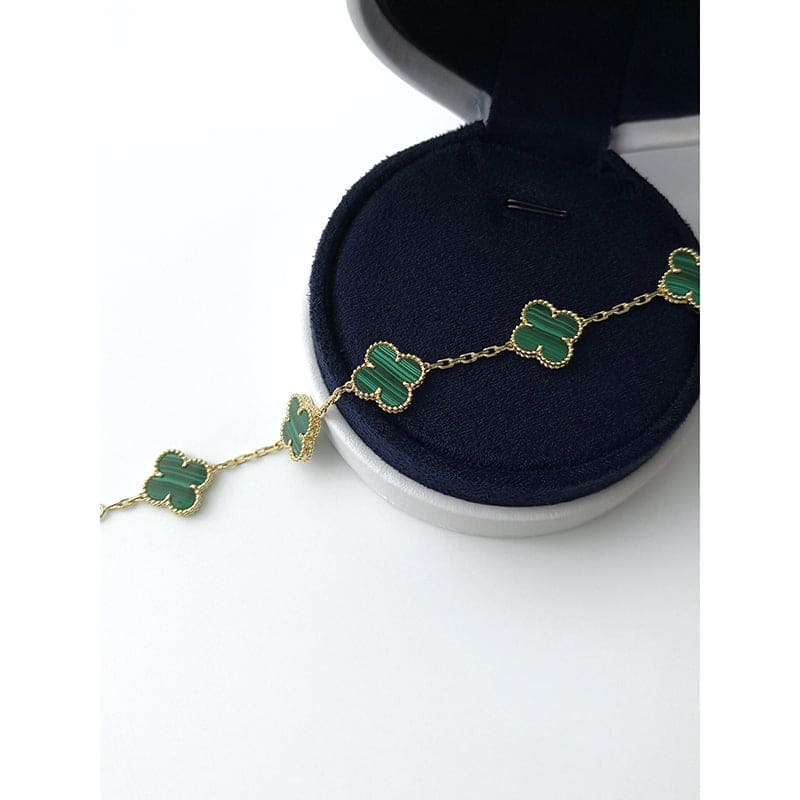 Van Cleef & Arpels Vintage Alhambra Five Motifs Malachite Clover Bracelet