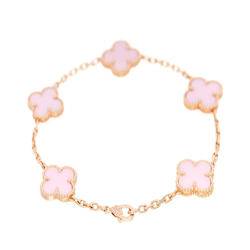 Van Cleef & Arpels Vintage Alhambra Five Motifs Pink Opal Bracelet