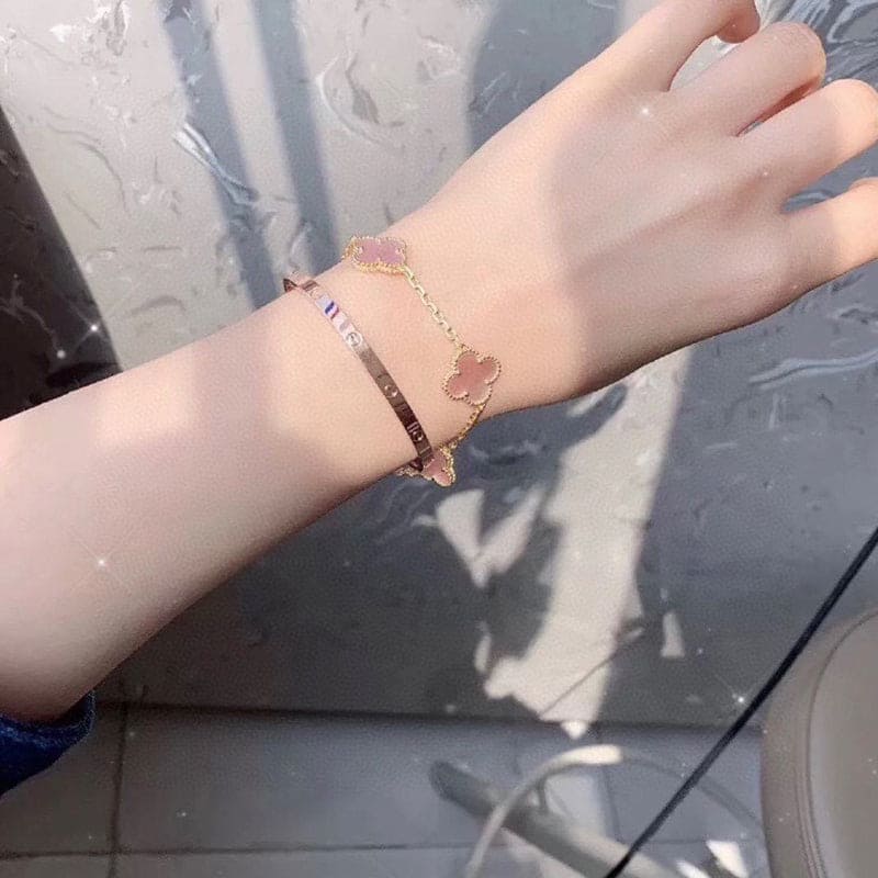 Van Cleef & Arpels Vintage Alhambra Five Motifs Pink Opal Bracelet