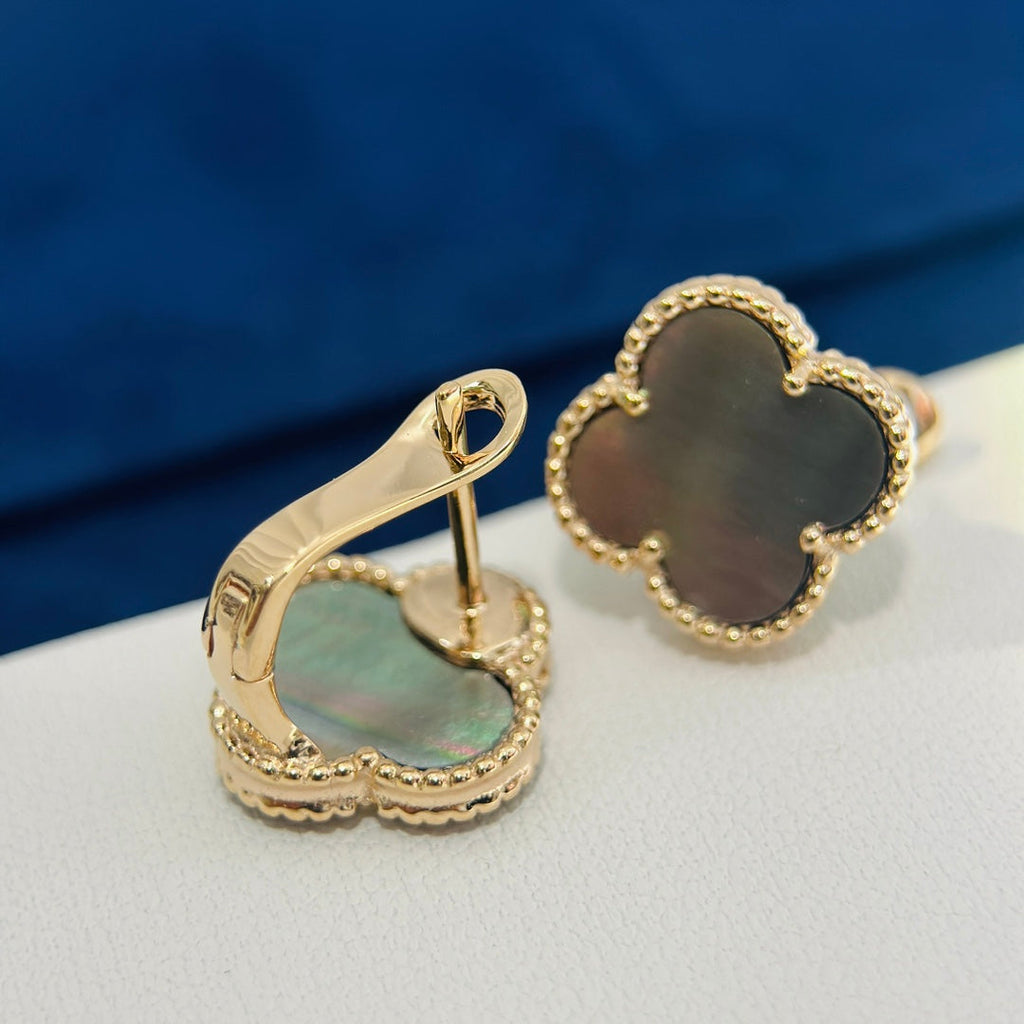 Van Cleef & Arpels Vintage Alhambra Grey Earrings