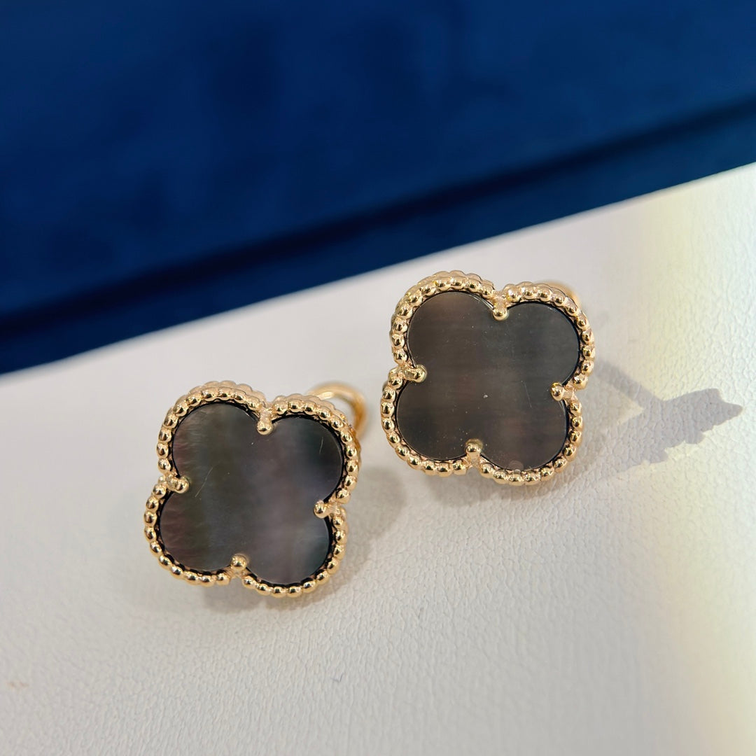 Van Cleef & Arpels Vintage Alhambra Grey Earrings