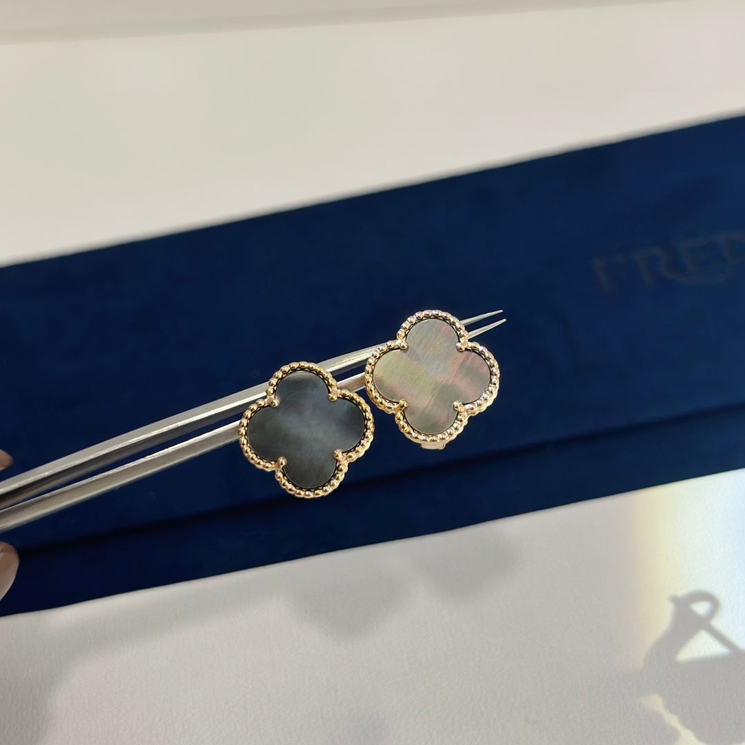 Van Cleef & Arpels Vintage Alhambra Grey Earrings