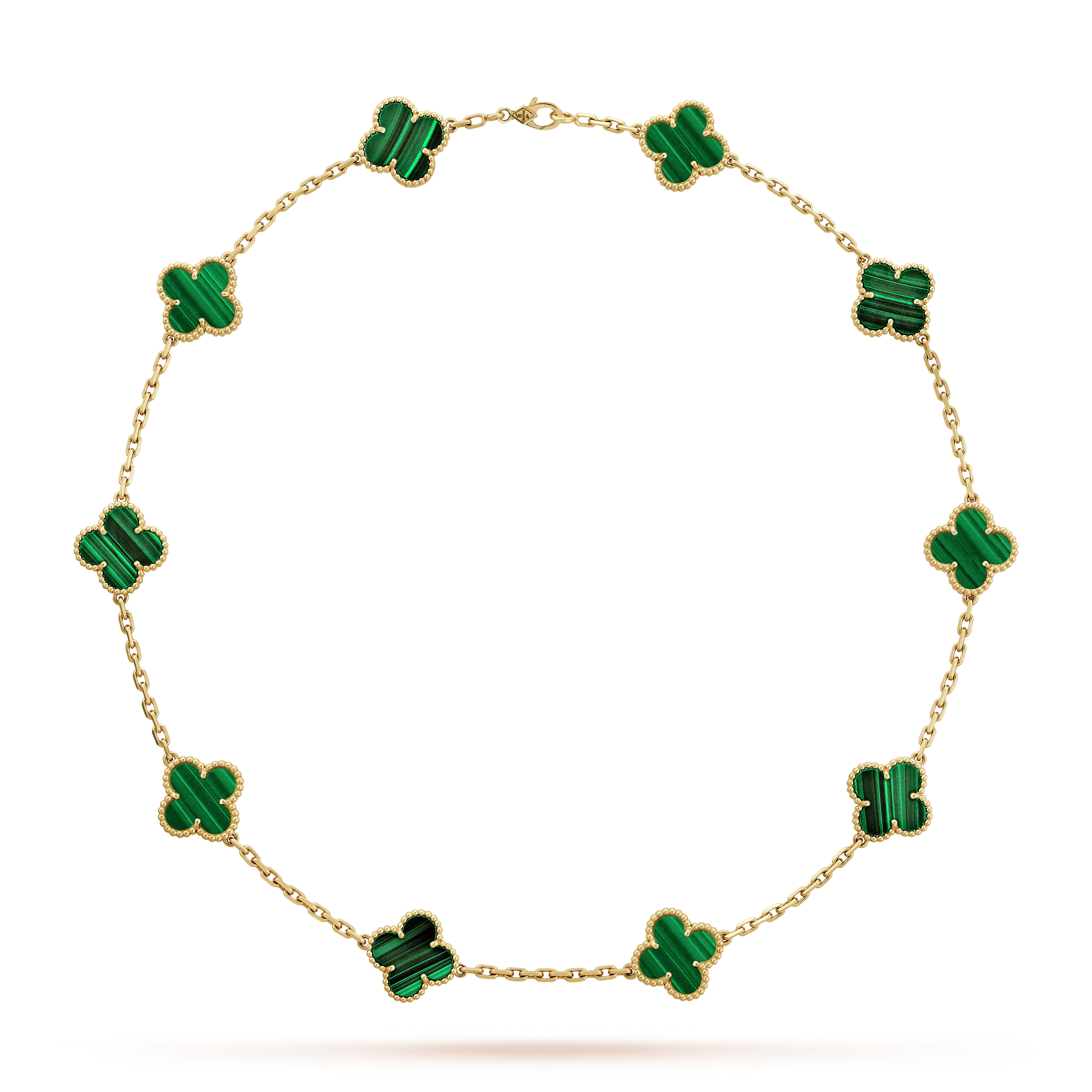 Van Cleef & Arpels Vintage Alhambra Malachite 10 Motifs Elegance Necklace