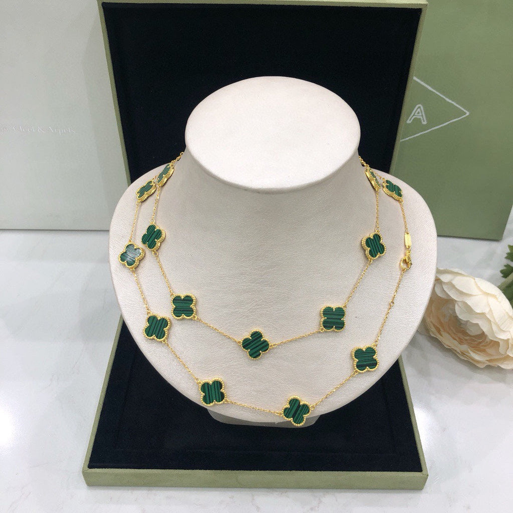 Van Cleef & Arpels Vintage Alhambra Malachite 20 Motifs Long Necklace