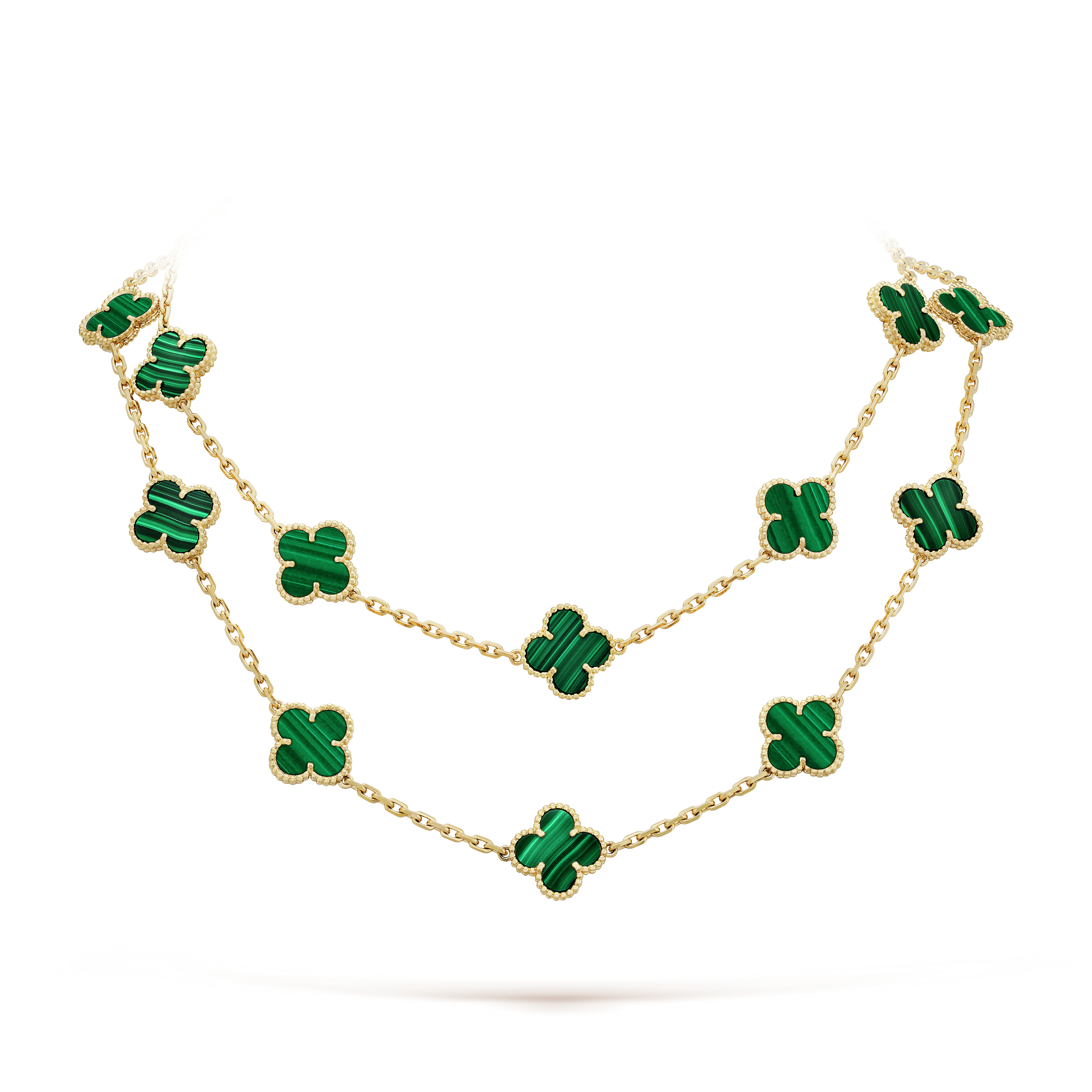 Van Cleef & Arpels Vintage Alhambra Malachite 20 Motifs Long Necklace