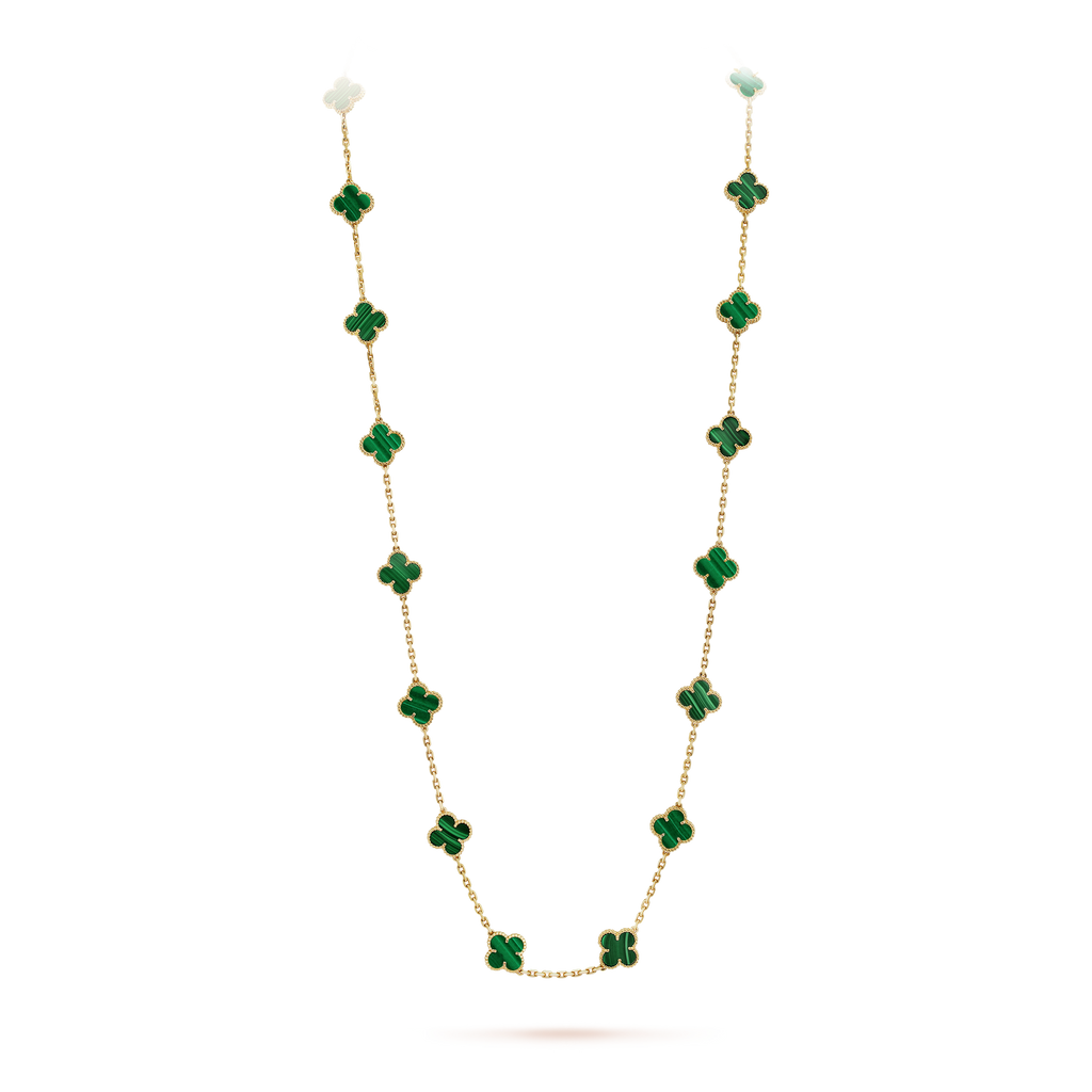 Van Cleef & Arpels Vintage Alhambra Malachite 20 Motifs Long Necklace