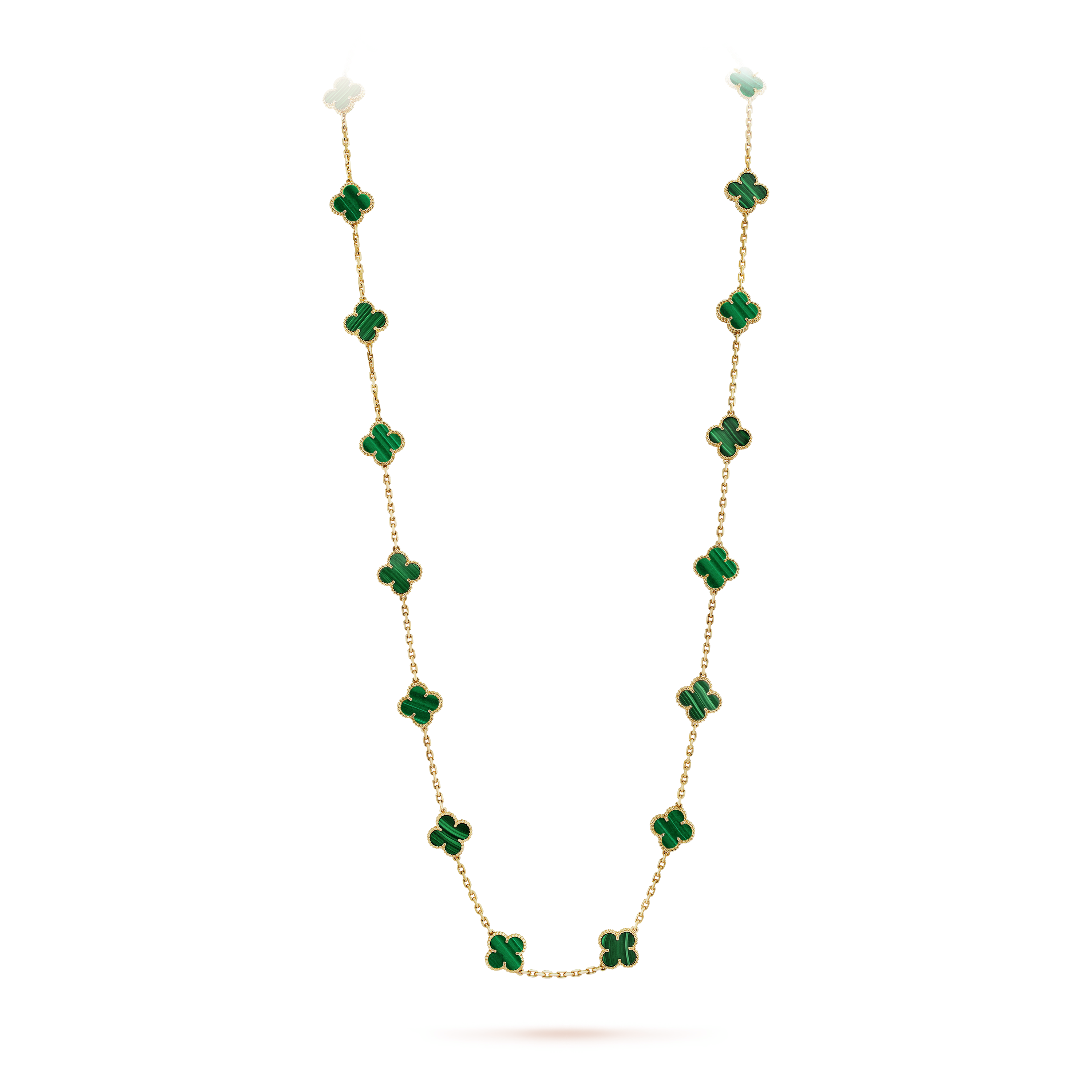 Van Cleef & Arpels Vintage Alhambra Malachite 20 Motifs Long Necklace