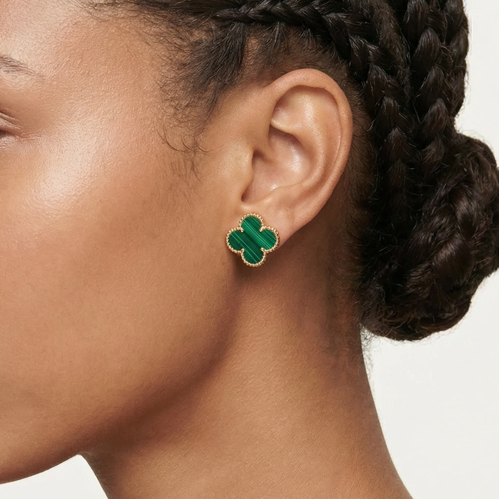 Van Cleef & Arpels Vintage Alhambra Malachite Earrings