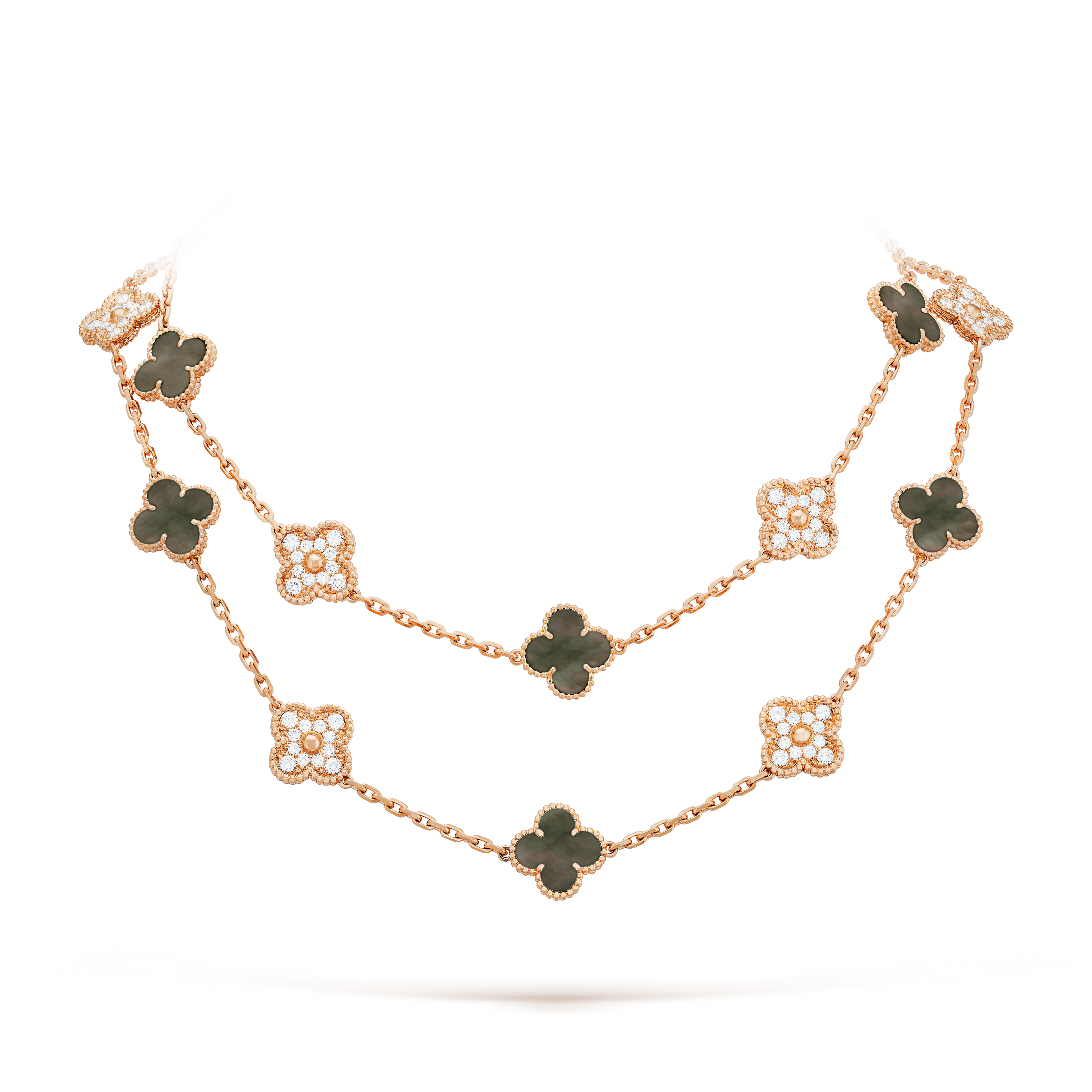 Van Cleef & Arpels Vintage Alhambra Onyx 20 Motifs Long Necklace