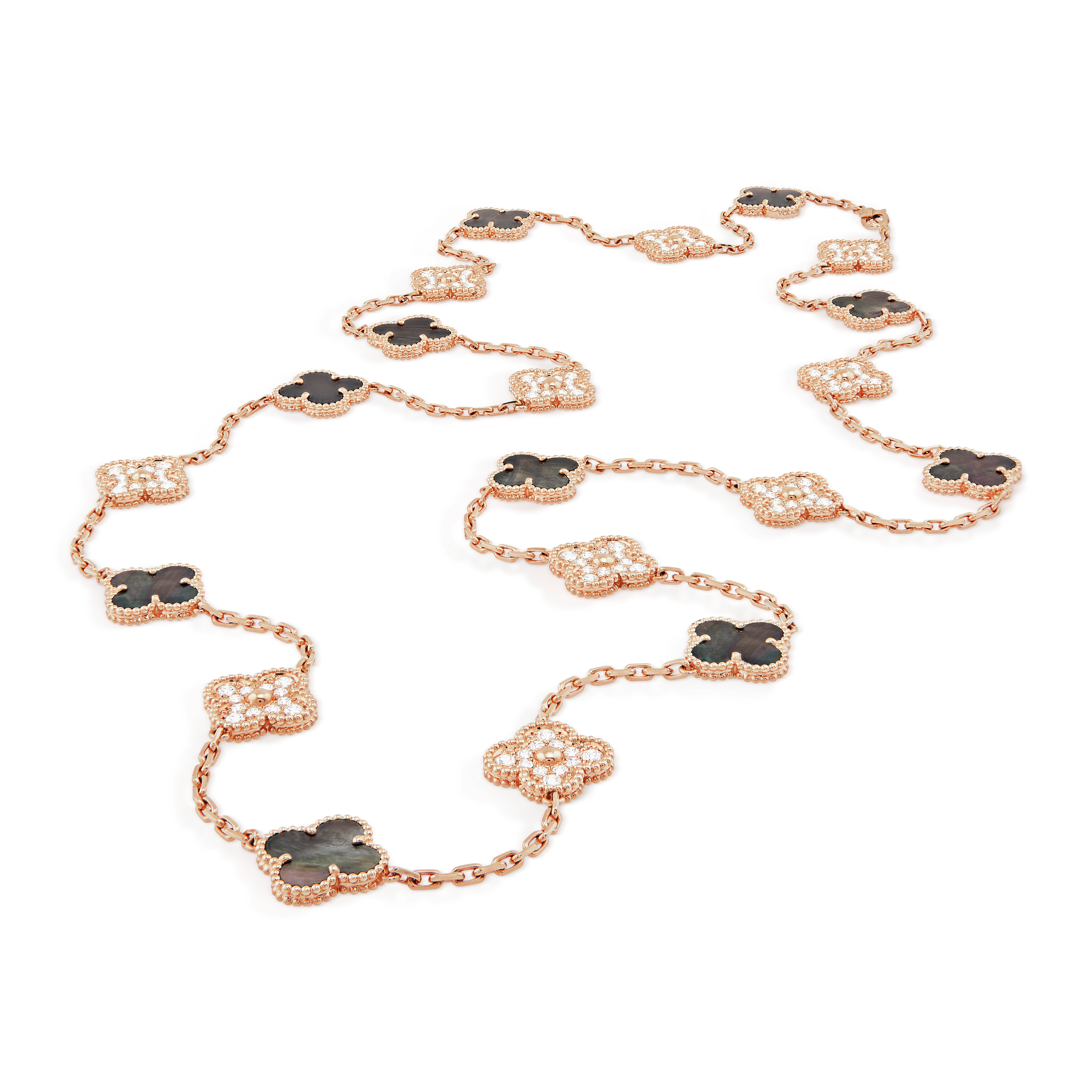 Van Cleef & Arpels Vintage Alhambra Onyx 20 Motifs Long Necklace