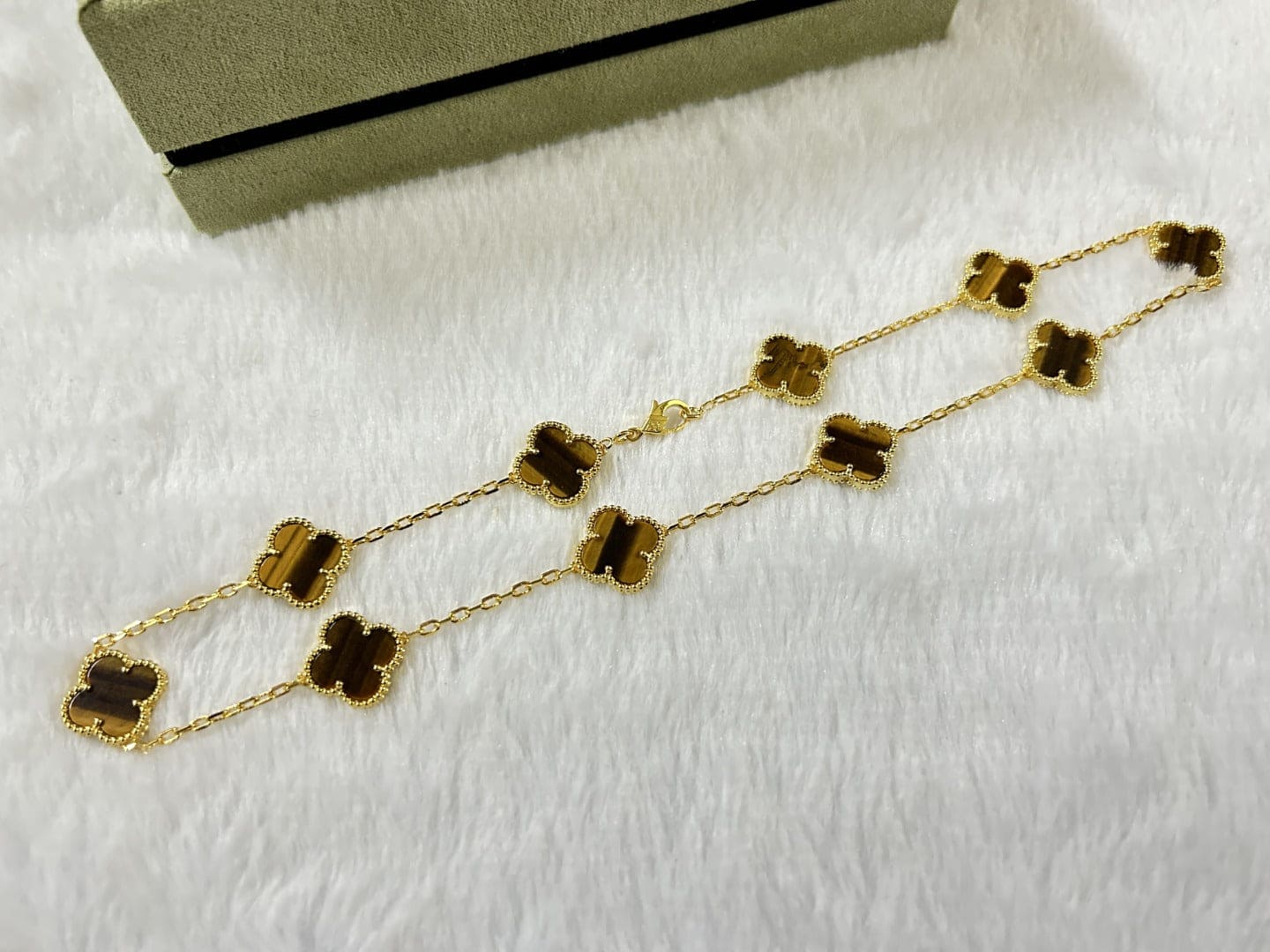 Van Cleef & Arpels Vintage Alhambra Tiger’s Eye 10 Motifs Necklace