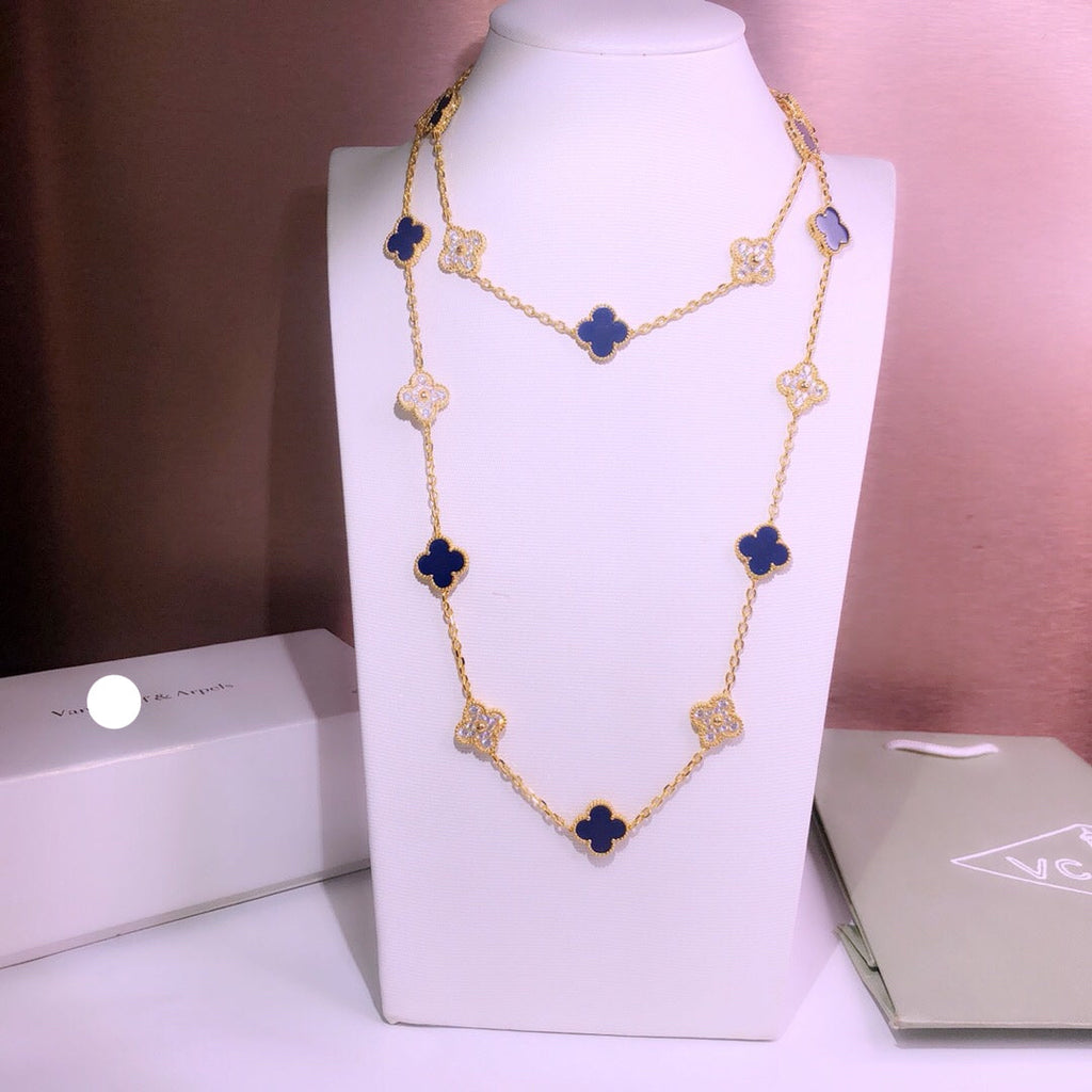 Van Cleef & Arpels Vintage Alhambra Turquoise 20 Motifs Long Necklace