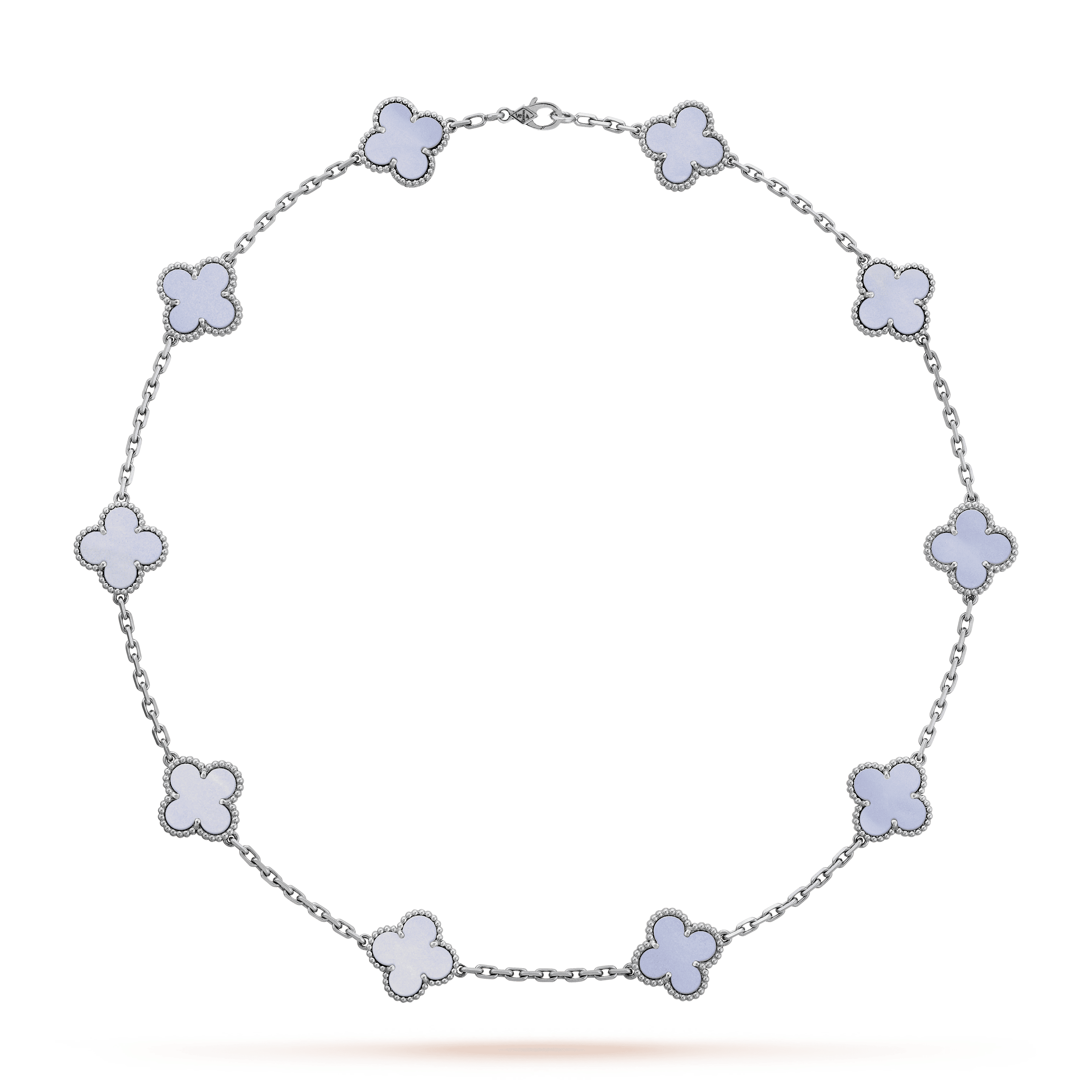 Van Cleef & Arpels Vintage Alhambra White Chalcedony 10 Motifs Necklace