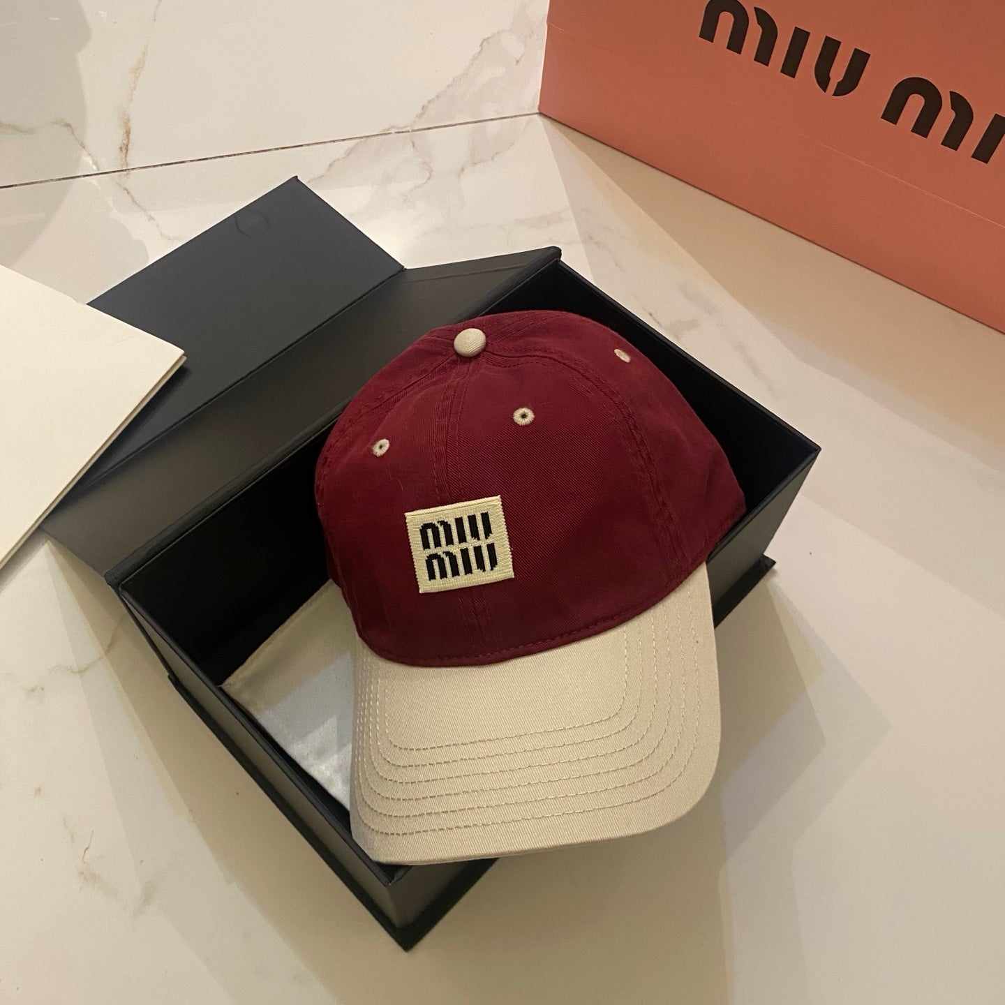 MiuMiu Color-Blocked Logo Baseball Cap
