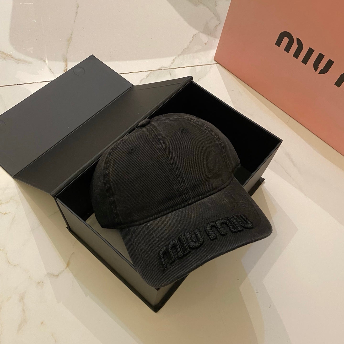 MiuMiu Distressed Washed Baseball Cap