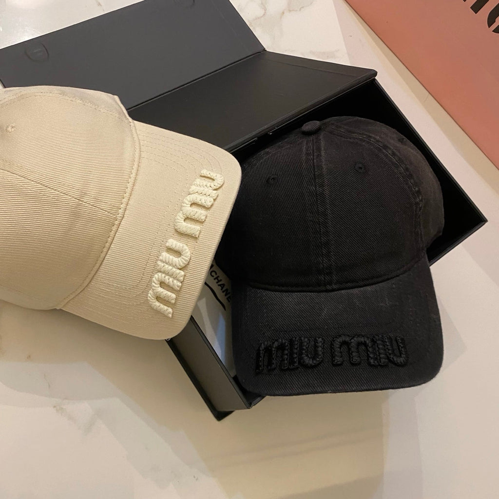 MiuMiu Distressed Washed Baseball Cap